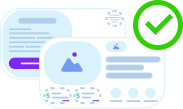 Clickable icon of marketing images with green checkmark to the right that routes to the Marketing Checklist page