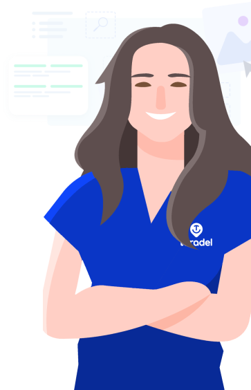 Graphic of smiling designer