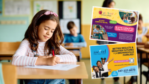 school image with postcards