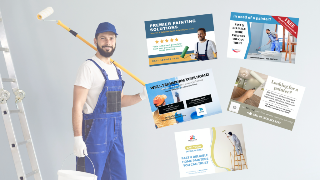 painter with direct mail postcards