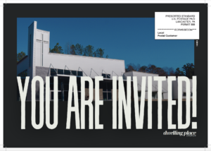 church grand opening postcard back