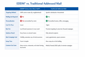 eddm vs addressed mail comparison chart 